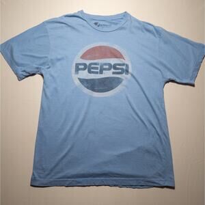 Pepsi Globe Logo Graphic T-Shirt XL Blue Y2K 2011 Soda Pop Promo Distressed Tee